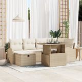 vidaXL Tuinbank Set 7-delig Beige Polyrattan