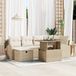 vidaXL Salon de jardin 7 pièces Beige Polyrotin