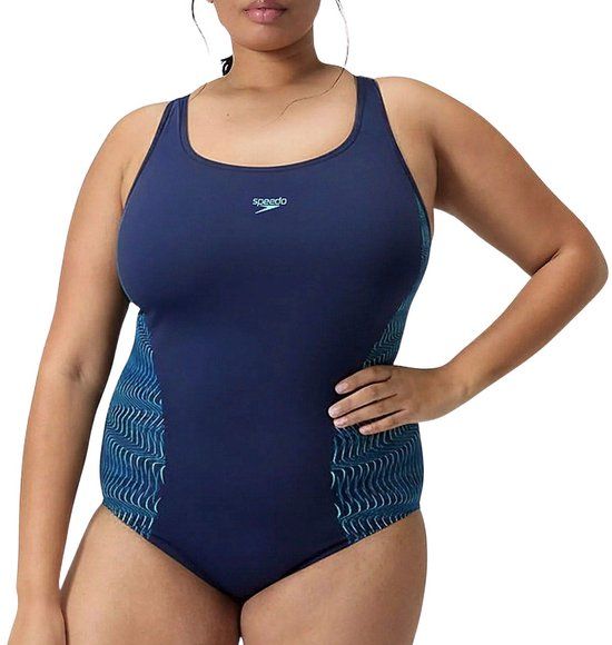 Speedo Pluse Size Placement medalist 1 Piece Dames Sportbadpak - Marine/Blauw