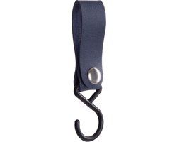 QUVIO Ophanghaak met leren bandje - Blauw