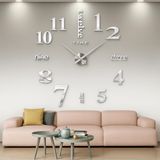 CoZroom Grote Zilveren 3D Frameloze Wandklok Stickers DIY Wanddecoratie voor Woonkamer Slaapkamer