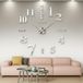 CoZroom Grote Zilveren 3D Frameloze Wandklok Stickers DIY Wanddecoratie voor Woonkamer Slaapkamer