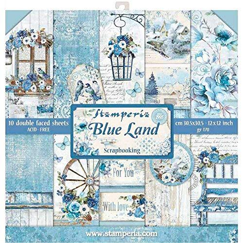 Stamperia SBBL47 papierblok 10 vellen dubbelzijdig Blue land, meerkleurig, 30,5 x 30,5 cm (12 inch x 12 inch)