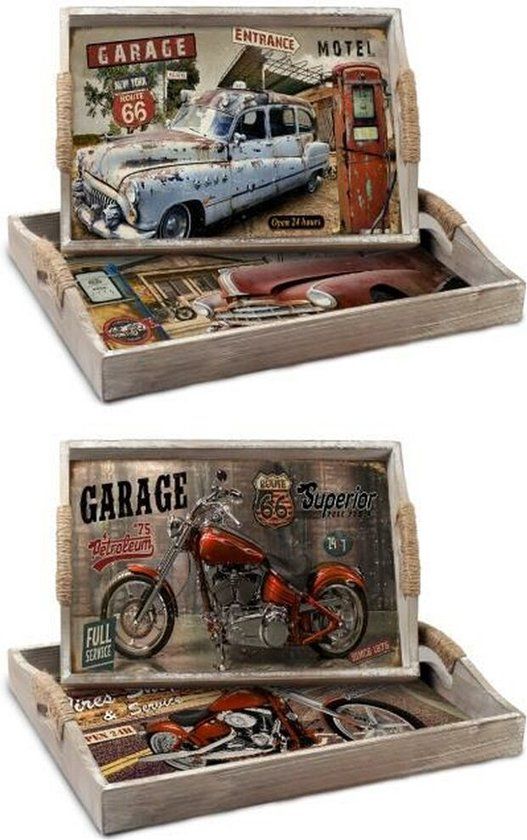 DKD Home Decor Multicolour Wood Trays - Set of 2 (40 x 30 x 6 cm)