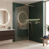 REA Flexi Transparent - Douchewand - Geborsteld Koper - 90 Gehard Glas 8 mm (Transparant) - 120X90X195cm