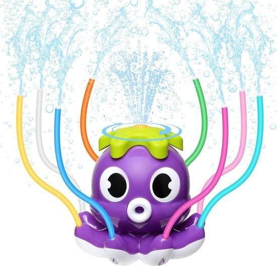 Water Spray Sprinkler for Kids-Cute Octopus Sprinkler with 8 Tubes-Purple