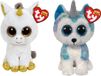 Ty Beanie Boo's - Pegasus Unicorn & Helena Husky - Knuffel - Pluche - Meerkleurig