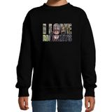 Bellatio Decorations Shoppartners Bv Tekst sweater I love chimpanzee monkeys zwart voor kinderen - Maat 134/146