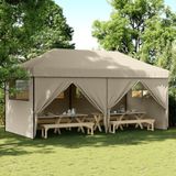 Prolenta Maison Exclusive Opvouwbare partytent met pop-up systeem en 4 zijpanelen, kleur: taupe