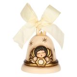 THUN, Klok met engel van keramiek, collectie kerstmagie, Limited Edition 2024 om te verzamelen, cadeau-idee voor Kerstmis, 7,1 x 7,1 x 7,8 cm, champagne