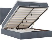 vidaXL Ottoman bed met matrassen en LED's 140x190cm fluweel donkergrijs