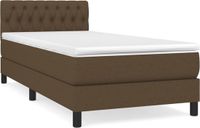 vidaXL Boxspring met matras, stof, donkerbruin, 90x200 cm
