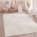 Paco Home Hoogpolig Vloerkleed Woonkamer Shaggy Scandinavisch Boho Regenboog Beige 240x340 cm