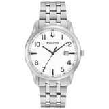 Bulova 96B474 Polshorloge Heren Staal Zilverkleurig Wit Kwarts Analoog Datum 40mm