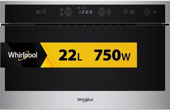 Whirlpool WMN461BX Zwart, Roestvrijstaal Solo-magnetron Ingebouwd 22 l 750 W