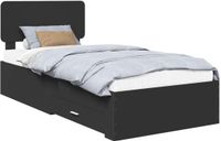 vidaXL Bedframe met lade en hoofdeinde Zwart 75 x 190 cm Bewerkt hout
