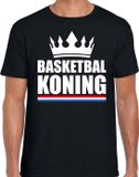 Bellatio Decorations Shoppartners Bv Zwart basketbal koning shirt met kroon heren - S