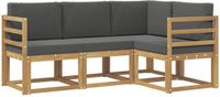 vidaXL - Hoek loungeset - 4 zitplekken - Acacia hout - Wit en antracietkleurig