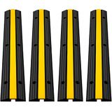 VEVOR 1-kanaals kabelbeschermingsmat, overrijbeveiliging voor kabels, 4 stuks kabelbrug van commercieel thermoplastisch rubber met modulair design voor parkeerplaatsen, magazijnen, 100 x 15 x 2,5 cm