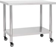 vidaXL Keukenwerktafel met wielen 80x60x85 cm roestvrij staal