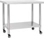 vidaXL Keukenwerktafel met wielen 80x60x85 cm roestvrij staal