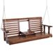 VEVOR Houten verandaschommel, 1523 x 710 x 600 mm, terrasbank voor binnenplaats en tuin, sterk draagvermogen 400 kg, robuuste schommelbank met hangkettingen voor buiten, bruin