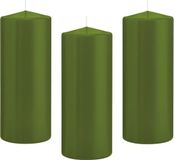 Trend Candles Bougie cylindrique/bougie tronc - 10x - vert olive - 8 x 20 cm - 119 heures de combustion