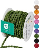 Halbach Seidenbänder Premium koord (mosgroen), breedte 6 mm, lengte 10 m, Made in Germany en Öko-Tex gecertificeerd, glanzend satijnen koord van acetaat