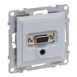 LEGRAND, SEANO HD15 aansluiteenheid + 3 mm jack, inzetstuk inclusief afdekking, schroefklemmen, kleur: aluminium, 765260