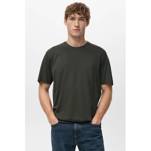 Mango Man regular T-shirt donkerbruin