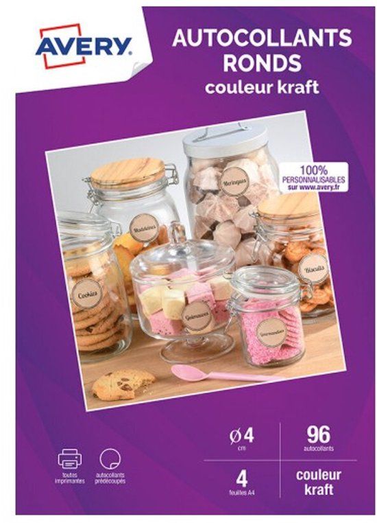 Avery C9422K-4, Meerkleurig, Rond, Permanent, Universeel, 4 stuk(s), 96 stuk(s)