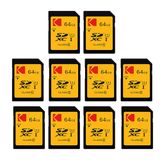 Kodak SDXC-kaart, 64 GB, UHS-I U1 V10 Premium, tot 85 MB/s leessnelheid, voor Full HD-video's en afbeeldingen met hoge resolutie, compatibel met SDXC-standaard (10 stuks)