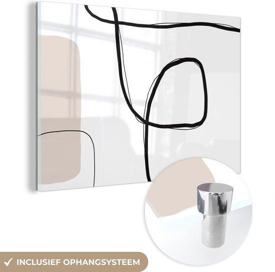 MuchoWow® Glass Painting 150x100 cm - Acrylic Glass Painting - Abstract - Pastel - Minimalism - Photo on Glass - Paintings