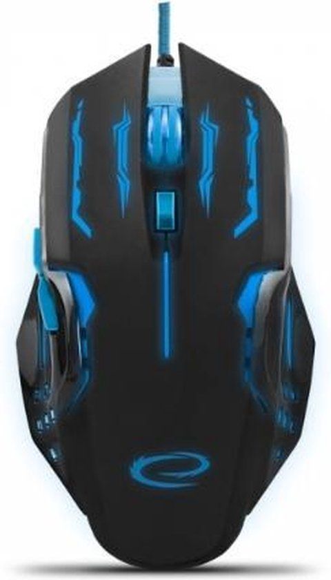 Esperanza EGM403B Muis Rechtshandig USB Type-A Optisch 2400 DPI Zwart Blauw