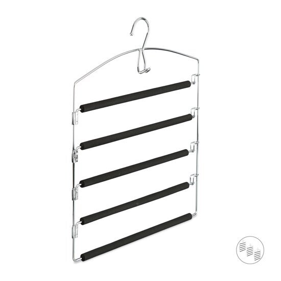 Relaxdays broekhanger - ruimtebesparende kledinghanger metaal - meerdere broeken Pak van 3