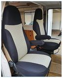 BREMER SITZBEZÜGE Pilotenhoes, stoelhoezen, compatibel met camper, Ducato, bestuurder en passagiers, 812, hoes-set in zwart/beige
