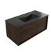 Saniclass Holz Frame Badkamermeubelset - 100x45x42cm - Vygo keramische wastafel zwart - 1 wasbak - zonder kraangat - 1 lade - mat eiken charcoal