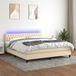 Maison Exclusive - Lit boxspring avec matelas et éclairage LED, couleur crème, 180x200 cm, textile