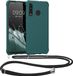 kwmobile telefoonhoesje geschikt voor Huawei P30 Lite - Hoesje van siliconen met telefoonkoord - In petrol