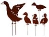 Métal Pique jardin Famille de canards Aspect rouille