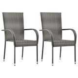 VidaXL Tuinstoelen stapelbaar 2 st poly rattan grijs