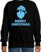 Bellatio Decorations Kersttrui voor jongens/meisjes - Merry Christmas - zwart - glitter blauw 170/176
