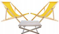 Merkloos Set van 2 strandstoelen met houten tafel - Geel