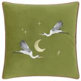 Paoletti Moonlit Flight Geborduurd Fluweel Polyester Gevuld Kussen - Olive - 45x45cm
