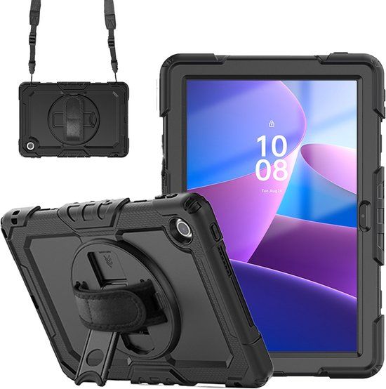 Accezz Tablet Hoes - Geschikt voor Lenovo Tab (2025) - Backcover Shoulder Strap - Zwart