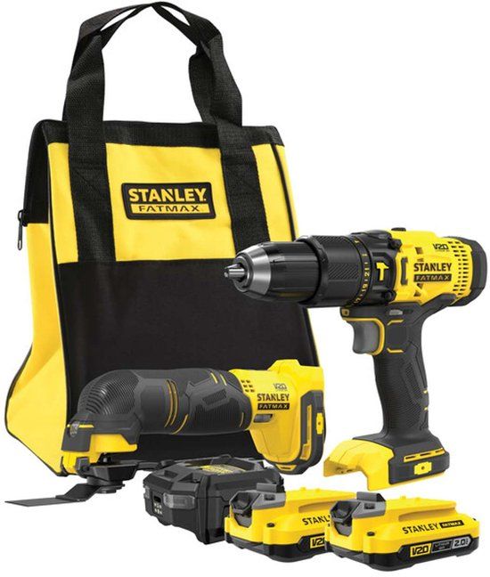 Stanley Gereedschap - 18V ACCU-klopboormachine en oscillerende multislijpmachine set, 2x 2,0 Ah Li-Ion accu, lader SFMCK213D2S-QW