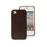 Mocca Design CI4S50 Hoes voor iPhone 4/4S, glanzend, in krokodillenleder-look, chocoladebruin
