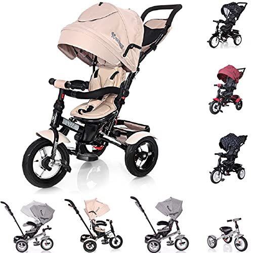 Lorelli Tricycle Neo 4-in-1 luchtbanden, schuifstang, zitting draaibaar, verstelbaar, kleur: beige-zwart