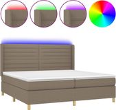 vidaXL Boxspring met matras en LED, stof, taupe, 200x200 cm