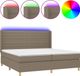 vidaXL Boxspring met matras en LED, stof, taupe, 200x200 cm